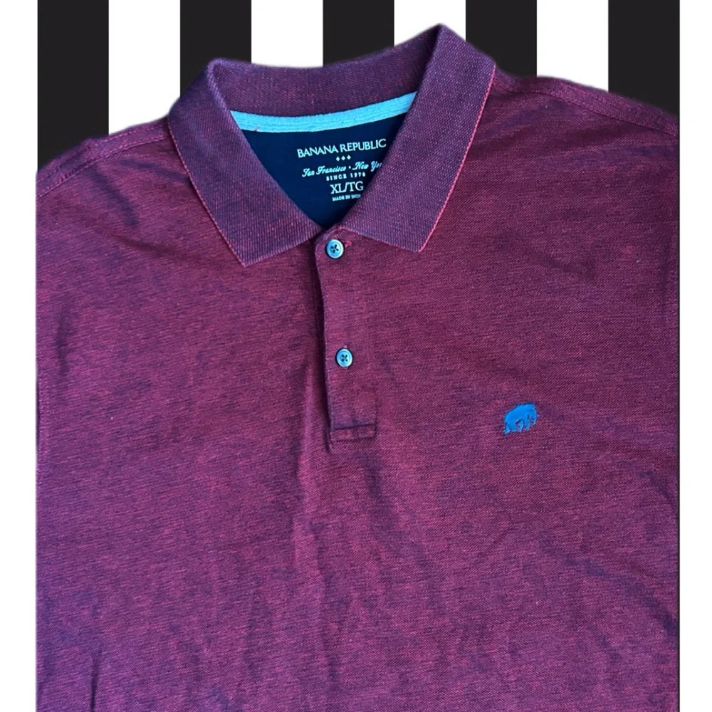 Banana Republic Polo Shirt Men’s XL Burgundy Cotton Logo Golf Dadcore